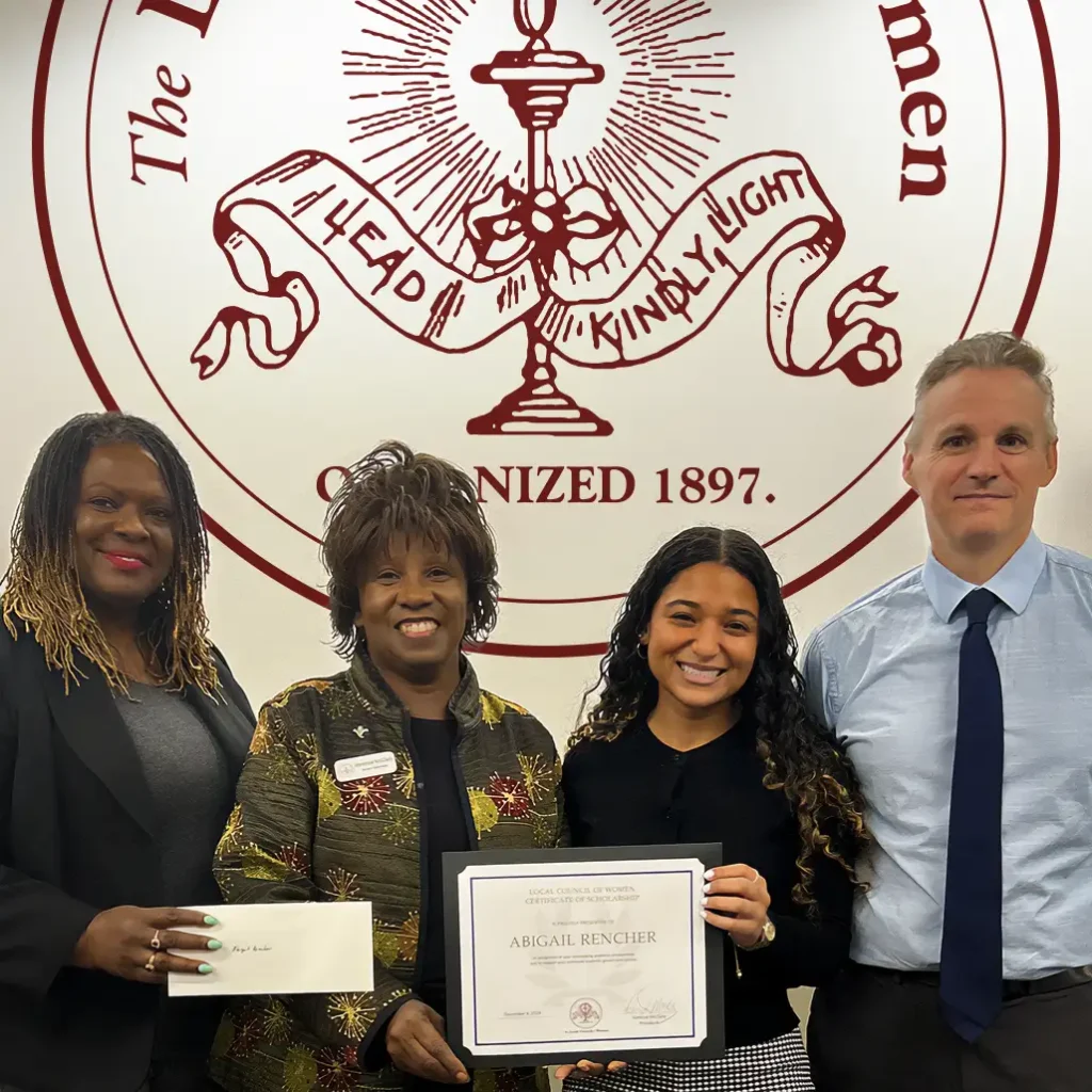 2024 LCW Scholarship Awards - Abigail Rencher receiving the $5,000 Cecelia Wahl Scholarship check.